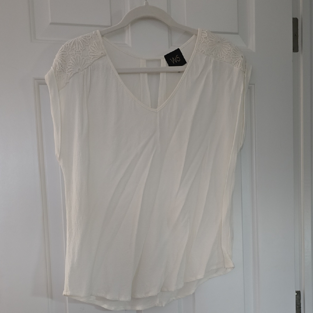 W5 Cream Lace Accent Women's Blouse